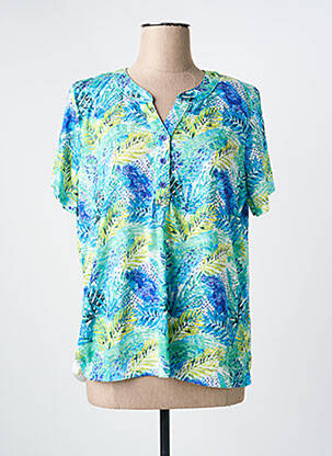 Tricou imprimeu fantezie mâneci scurte albastru JULIE GUERLANDE femme