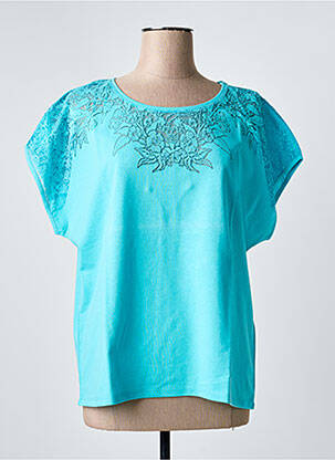 Tricou guler rotund mâneci scurte albastru JULIE GUERLANDE femme