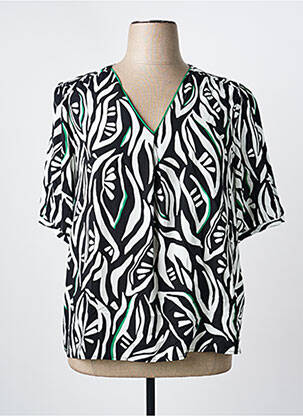 Bluză țesătură poplin mâneci scurte negru JULIE GUERLANDE femme