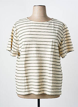 Tricou croială dreaptă mâneci scurte bej JULIE GUERLANDE femme