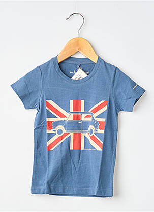 Tricou serigrafie flockată mâneci scurte albastru MA LOCOMOTION băiat