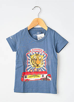 Tricou serigrafie flockată mâneci scurte albastru MA LOCOMOTION băiat