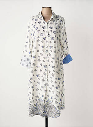 Rochie midi imprimeu floral mâneci lungi alb ICONIQUE femme