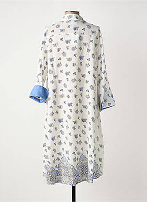 Rochie midi imprimeu floral mâneci lungi alb ICONIQUE femeie