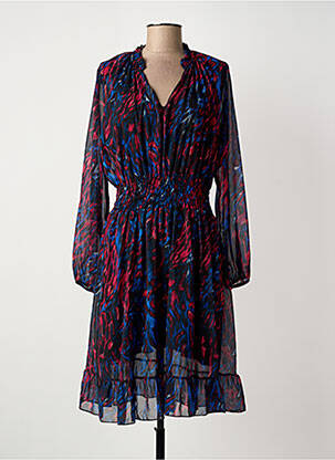Rochie midi imprimeu fantezie mâneci lungi negru COULEURS DU TEMPS femeie