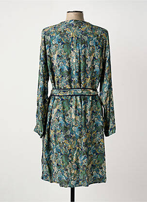 Rochie midi imprimeu fantezie mâneci lungi verde JULIE GUERLANDE femeie