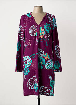 Rochie midi imprimeu fantezie mâneci lungi violet LA FIANCÉE femeie