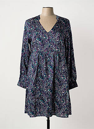 Rochie midi imprimeu fantezie mâneci lungi albastru LA FIANCÉE femme