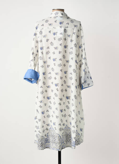 Rochie midi imprimeu floral mâneci lungi alb ICONIQUE femme