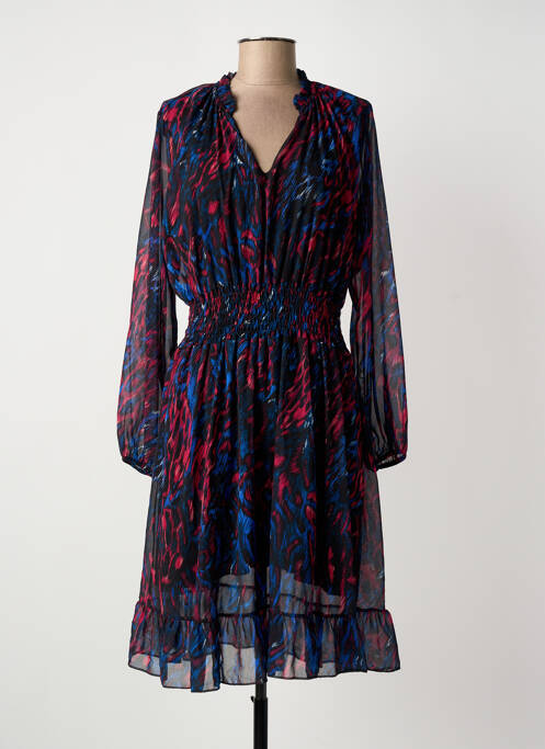 Rochie midi imprimeu fantezie mâneci lungi negru COULEURS DU TEMPS femme