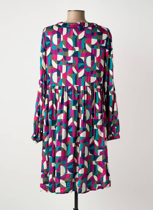 Rochie midi imprimeu fantezie mâneci lungi albastru JULIE GUERLANDE femme