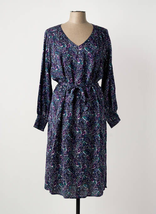 Rochie midi imprimeu fantezie mâneci lungi albastru LA FIANCÉE femme