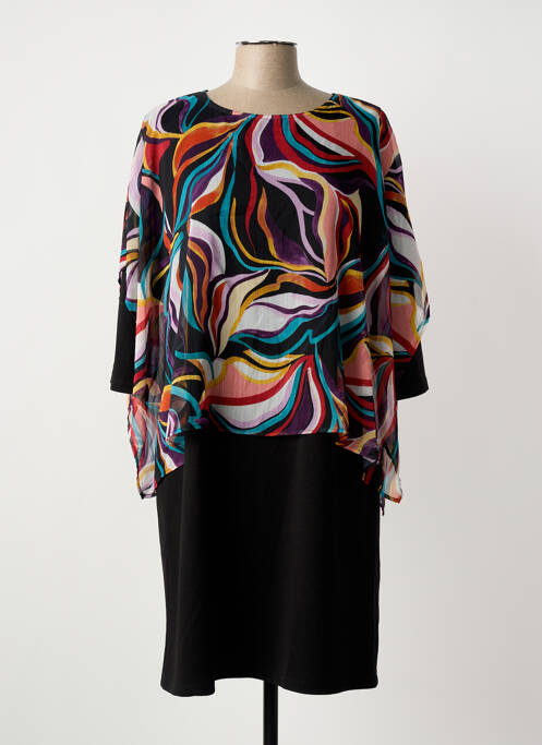 Rochie midi imprimeu fantezie mâneci lungi negru GREGORY PAT femme