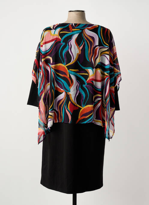 Rochie midi imprimeu fantezie mâneci lungi negru GREGORY PAT femme