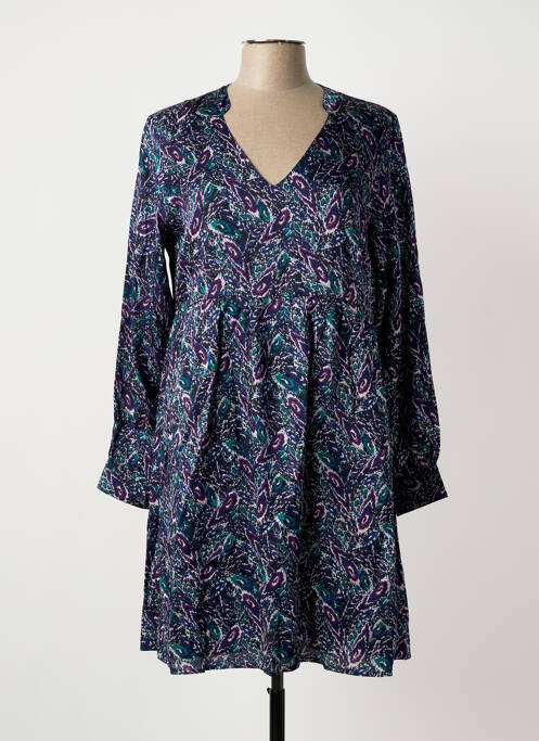 Rochie midi imprimeu fantezie mâneci lungi albastru LA FIANCÉE femme