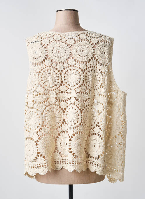 Vestă fără mâneci croială cambrată bej C'EST BEAU LA VIE femme