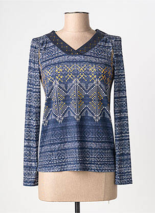 Tricou mâneci lungi mâneci lungi albastru DIANE LAURY femeie