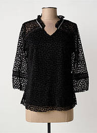Top croială cambrată mâneci 3/4 negru CHRISTINE LAURE femme