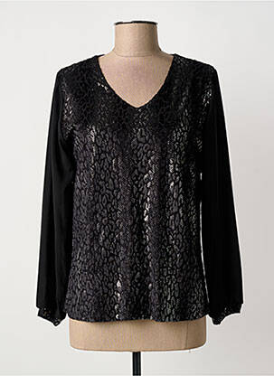 Top elasticitate mâneci lungi negru UNICA PLUS femeie