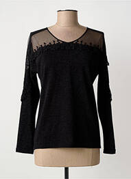 Top țesătură jersey mâneci lungi negru JULIE GUERLANDE femme