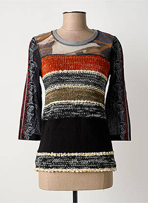 Top țesătură jersey mâneci 3/4 negru CHRISTINE LAURE femeie