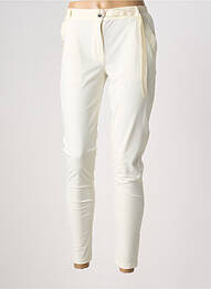 Pantalon 7/8 închidere cu fermoar sub clapetă cu nasturi alb HBT femme
