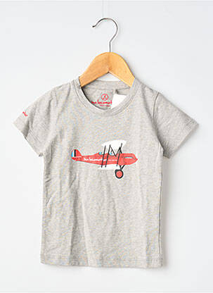 Tricou serigrafie flockată mâneci scurte gri MA LOCOMOTION băiat