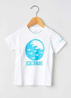 Tricou serigrafie flockată mâneci scurte alb MA LOCOMOTION băiat