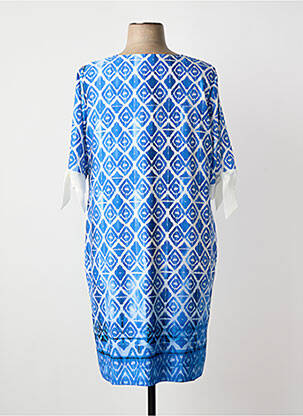 Rochie midi imprimeu fantezie mâneci scurte albastru HORTENSIA femeie
