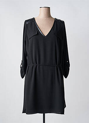 Rochie midi croială fluidă mâneci lungi negru AN' GE femeie
