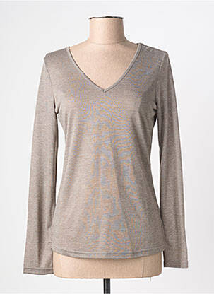 Pulover țesătură melanj mâneci lungi maro CO2 femme