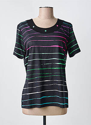 Tricou elasticitate mâneci scurte negru CLAUDE DE SAIVRE femeie