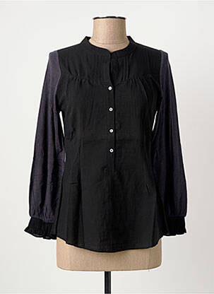 Bluză țesătură poplin mâneci lungi negru YERSE femeie
