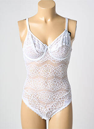 Body de lenjerie efect material satinat alb SANS COMPLEXE femeie