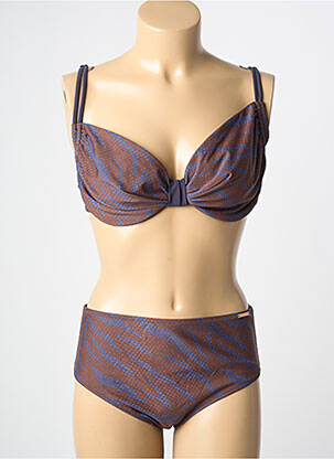 Costum de baie din două piese elasticitate sutien cupe întregi cu decolteu înalt maro YSABEL MORA femeie