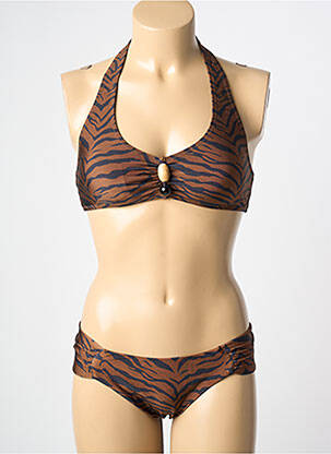 Costum de baie din două piese elasticitate sutien cu susținere înaltă și burete detașabil maro ADMAS femeie