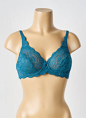 Sutien efect material satinat sutien cupe întregi cu decolteu înalt albastru TRIUMPH femeie