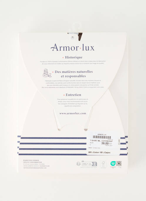 Tricou negru ARMOR LUX bărbat