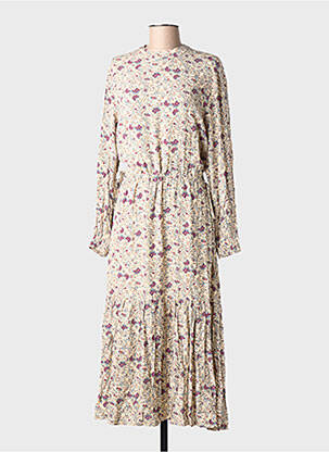 Rochie lungă mâneci lungi mâneci lungi bej ARTLOVE femeie
