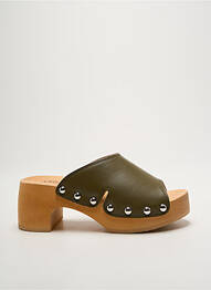 Mulete/saboți țesătură satinată toc de 4 la 6 cm verde SCHOLL femme