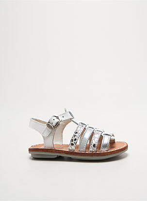 Sandale/pantofi decupați țesătură satinată vârf deschis argintiu MINIBEL fille