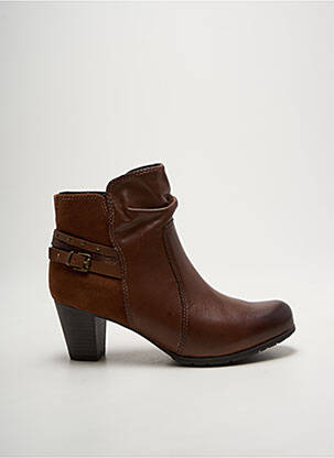 Botine/ghete material neted toc de 4 la 6 cm maro JANA femeie
