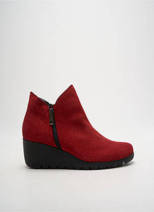 Botine/ghete vârf rotund toc de 4 la 6 cm roșu OTTILIA femeie