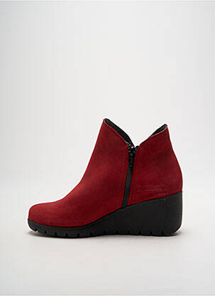 Botine/ghete vârf rotund toc de 4 la 6 cm roșu OTTILIA femeie