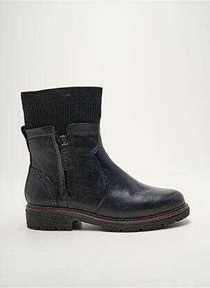 Botine/ghete material neted toc plat până la 3 cm negru JANA femeie