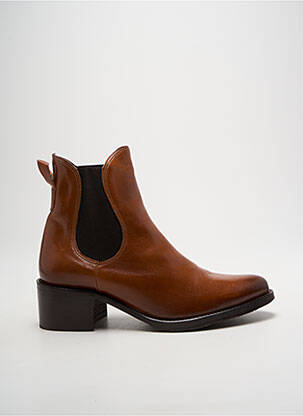 Botine/ghete material neted toc de 4 la 6 cm maro GOLDEN BROWN femeie