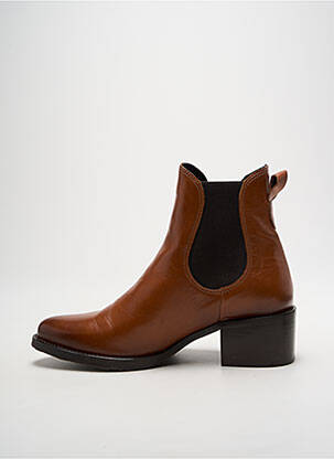 Botine/ghete material neted toc de 4 la 6 cm maro GOLDEN BROWN femeie