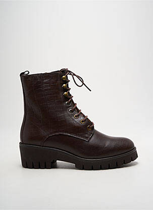 Botine/ghete material neted toc de 4 la 6 cm maro OTTILIA femeie