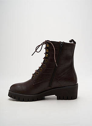 Botine/ghete material neted toc de 4 la 6 cm maro OTTILIA femeie