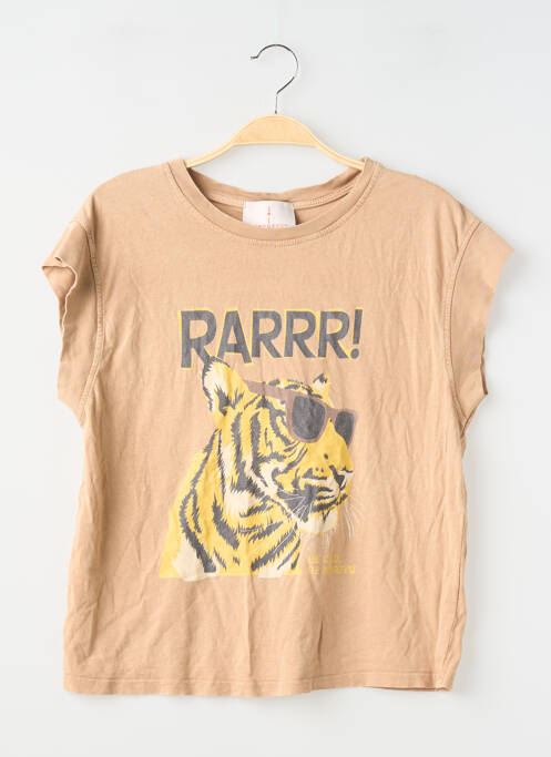 Tricou croială dreaptă mâneci scurte maro IMPREVU femme